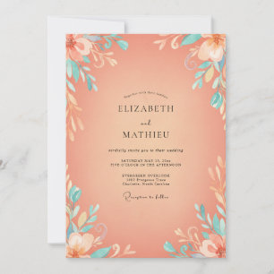 Invitación Boda Terracota Turquesa Frondosa