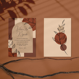 Invitación Boda Terracotta Boho Earth Tone Arch Foliage