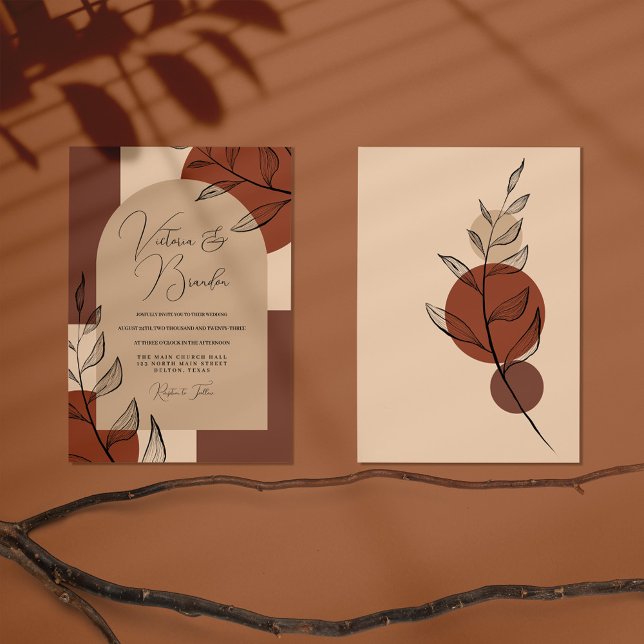 Invitación Boda Terracotta Boho Earth Tone Arch Foliage (Subido por el creador)