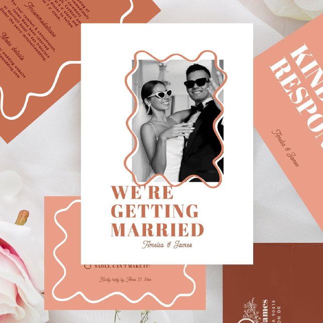 Invitación boda Terracotta de Wavy Funky moderno (Subido por el creador)