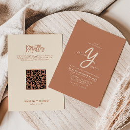 Invitación Boda Terracotta Minimalista Front y Back Boda
