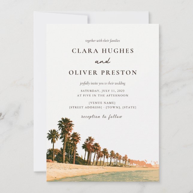 Invitación Boda Terracotta Sage Script Malibu Palm Coast  (Anverso)