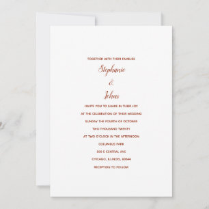 Invitación Boda Terracotta White Classic Minimal 2024