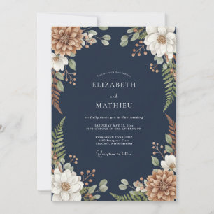 Invitación Boda Terrosa Boscosa de Azul Marino
