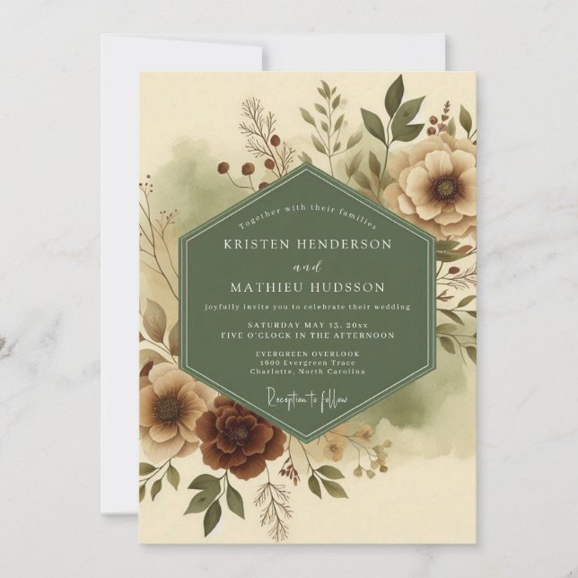 Invitación Boda Terrosa de Salvia (Anverso)