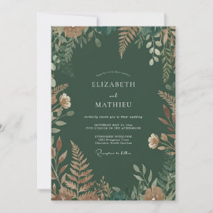 Invitación Boda Terrosa Verde Forestal