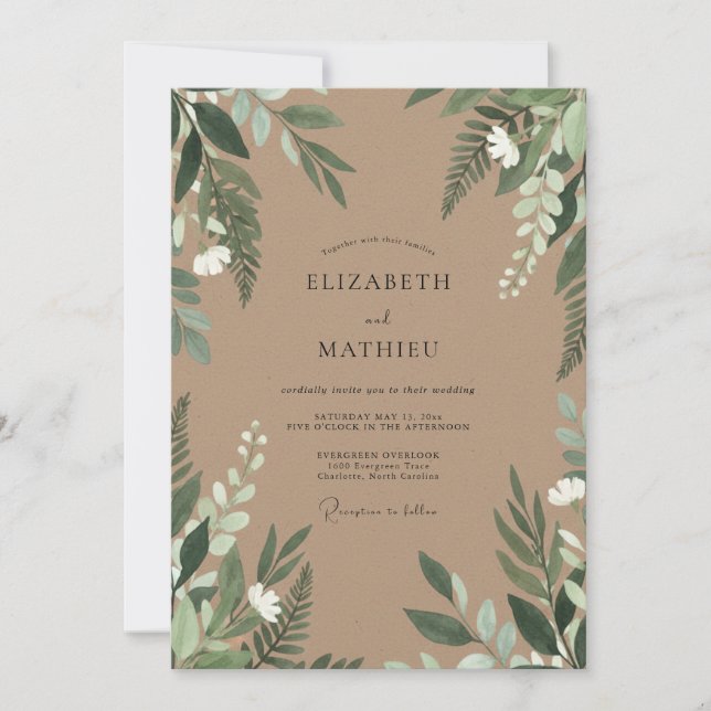 Invitación Boda Terrosa y Boscosa (Anverso)