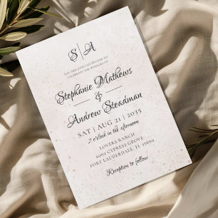 Invitación Boda Texturizada Marfil Monograma