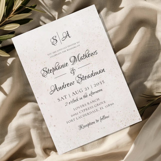 Invitación Boda Texturizada Marfil Monograma (Subido por el creador)