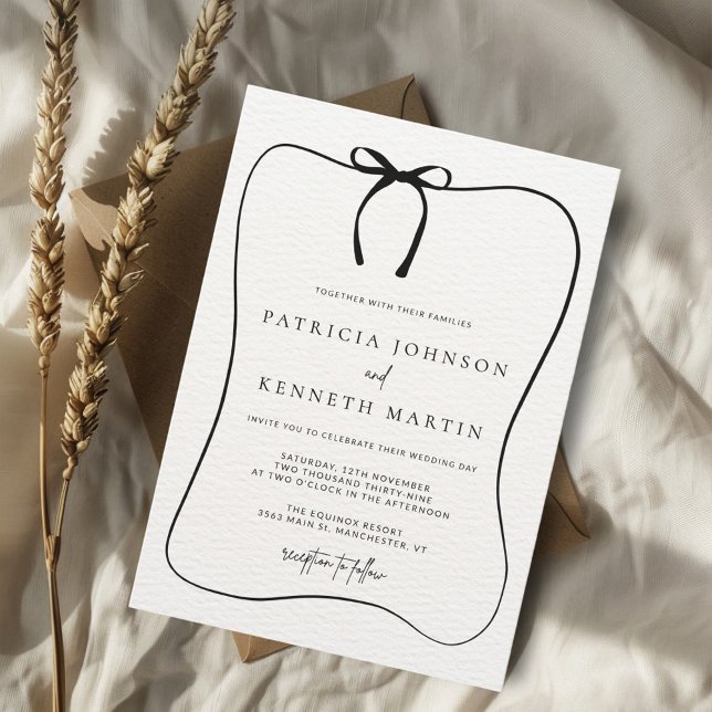 Invitación Boda texturizado de marco de arco de arte de línea (Subido por el creador)