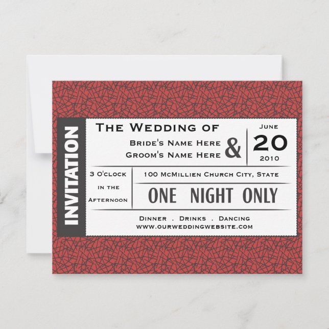 Invitación ¡Boda Ticket! (Anverso)