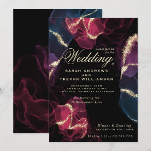 Invitación Boda   Tinta escarlata violeta azul de alcohol