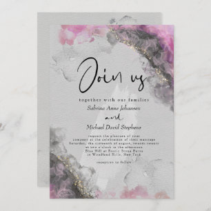 Invitación BODA   Tinta rosa y onyx abstracta de alcohol