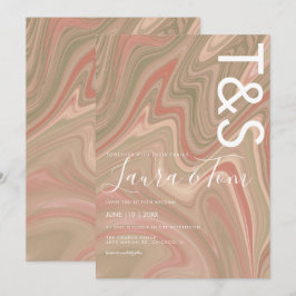 Invitación Boda Tipografía Ágata Terracota Líquida Mármol 
