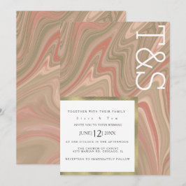 Invitación Boda Tipografía Ágata Terracota Líquida Mármol
