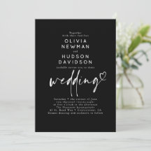 Boda tipografía corazón minimalista moderna negra