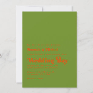 Invitación Boda tipografía oliva bohemio y naranja quemada
