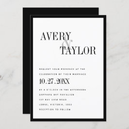 Invitación Boda tipográfico blanco minimalista