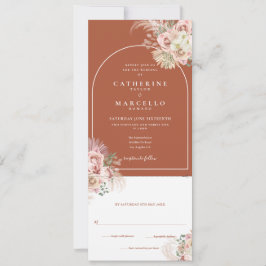 Invitación Boda Todo en Uno Boho Terracotta Pampas Grass