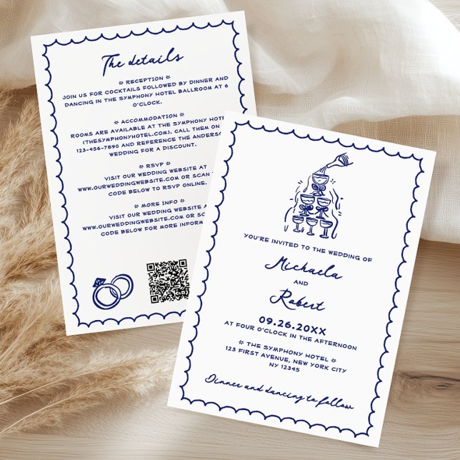 Invitación Boda todo en uno con garras de garrapatas de mano (Subido por el creador)