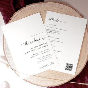 Invitación Boda Todo en Uno con Letra a Mano Elegante y Simpl