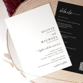 Invitación Boda Todo en Uno con Letra a Mano Moderna Simple