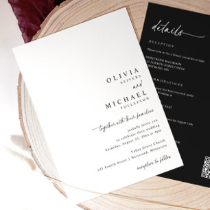 Invitación Boda Todo en Uno con Letra a Mano Moderna Simple