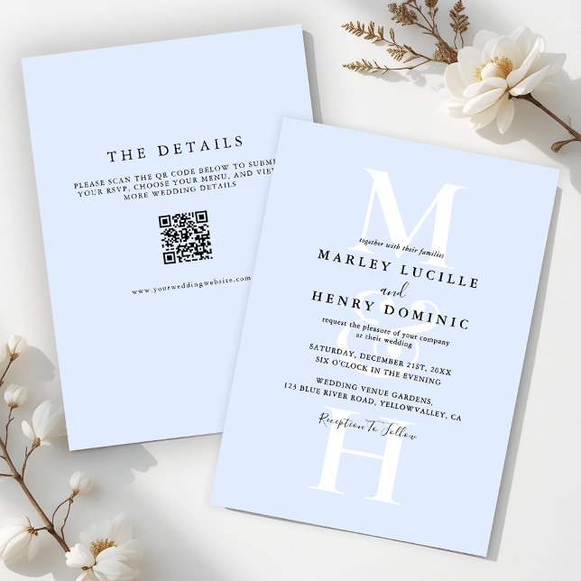 Invitación Boda Todo En Uno Con Monograma Moderno Simple (Subido por el creador)
