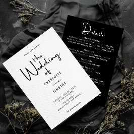 Invitación Boda todo en uno de caligrafía moderna minimalista