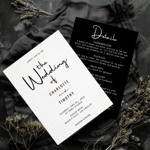 Invitación Boda todo en uno de caligrafía moderna minimalista