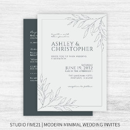 Invitación Boda todo en uno de esquema de follaje gris modern