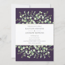 Invitación Boda Todo En Uno De Eucalipto Morado