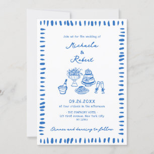 Invitación Boda Todo en Uno de Garabatos Dibujados a Mano Inv