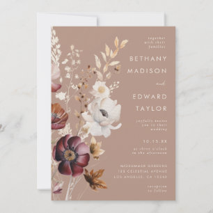 Invitación Boda todo en uno de la caída floral de Bohemia