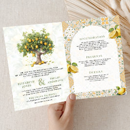 Invitación Boda Todo en Uno de Limonero con Baldosas Mediterr