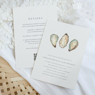 Invitación Boda todo en uno de ostión de color de agua coster