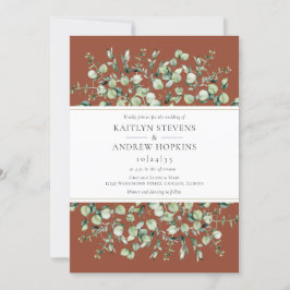 Invitación Boda Todo En Uno De Terracota Eucalipto