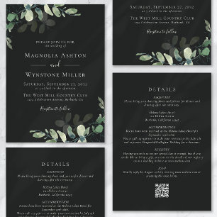 Invitación Boda Todo en Uno Eucalipto Gris