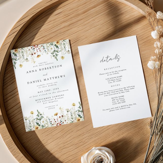 Invitación Boda Todo En Uno Flor Silvestre (Subido por el creador)