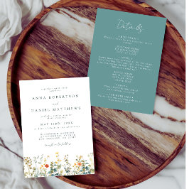 Invitación Boda Todo En Uno Flor Silvestre