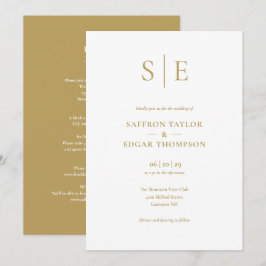 Invitación Boda Todo en Uno Monograma de Oro