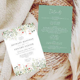 Invitación Boda Todo En Uno Pradera Flor Silvestre