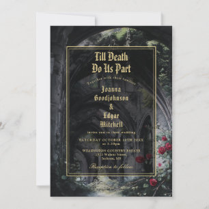 Invitación Boda Todo En Uno Rosas Florales Ruinas Góticas