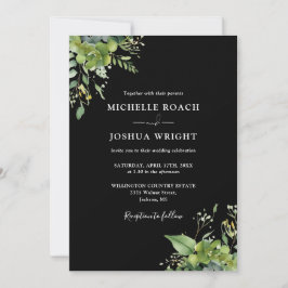 Invitación Boda Todo En Uno Verde Negro Y Blanco