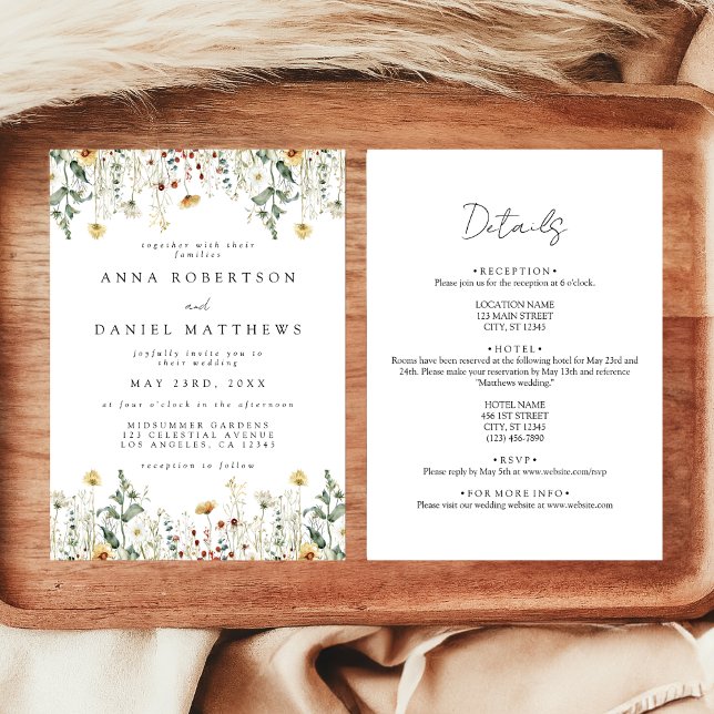 Invitación Boda Todo En Uno Wildflower (Subido por el creador)