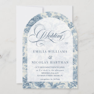 Invitación Boda Toile Floral Francés Todo En Uno