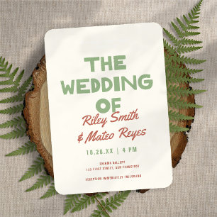 Invitación Boda Tonos Tierra Funky Negrita Tipo Moderno Retro