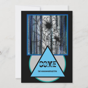 Invitación Boda Top Secret Negro y Azul