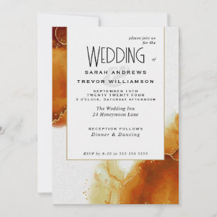 Invitación Boda Topaz Gold Resumen Mármol