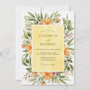 Invitación Boda toscana soleada y amarilla